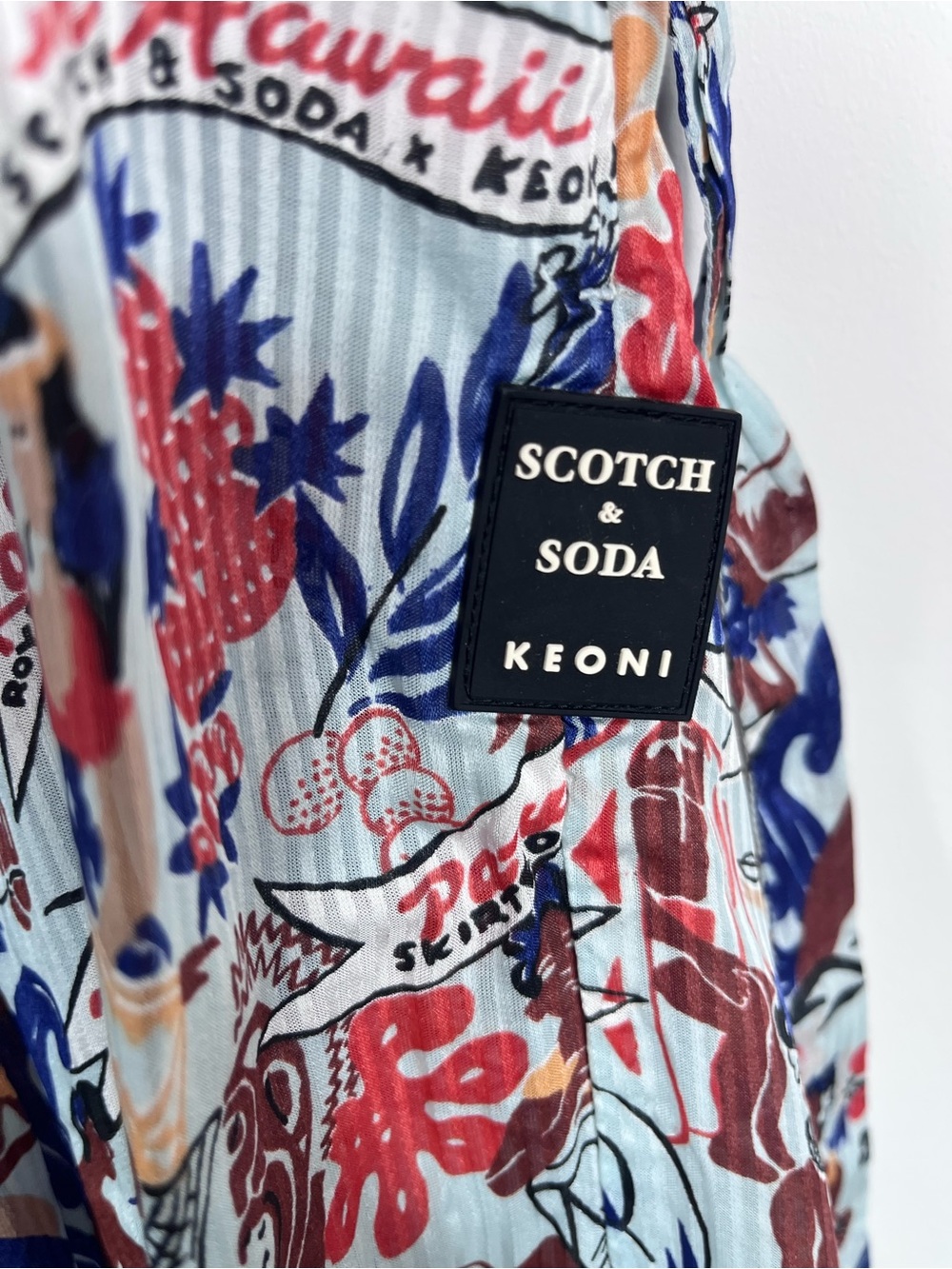 Scotch & Soda x Keoni Hawaii Jumpsuit Women's Large Blue Tropical Wrap Wide Leg - Picture 8 of 12